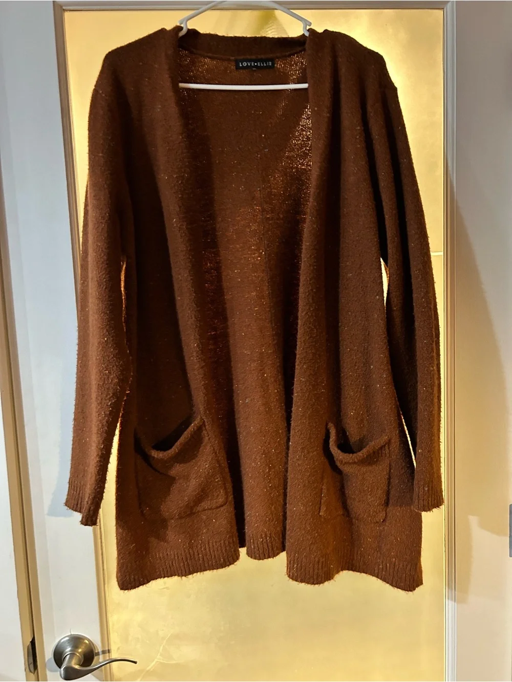 Love+Luxe Dark Burnt Orange, Speckled,  Open-Front Pocket Cardigan